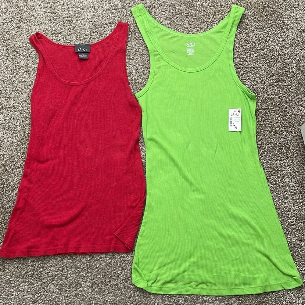 VibrantâRed and Green Tank Tops byâDots